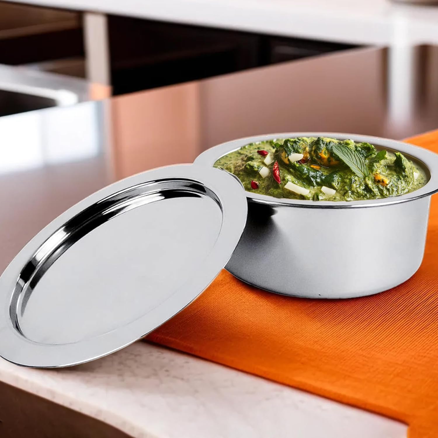 USHA SHRIRAM Triply Stainless Steel Tope (2.1L) | Dia 18 cm | 2.5mm Thick | with SS Lid | Triply Biryani Pot | Milk Pot | Cook and Serve Pot With Lid | Gas & Induction Pot | Cooking Pot | Patila Steel
