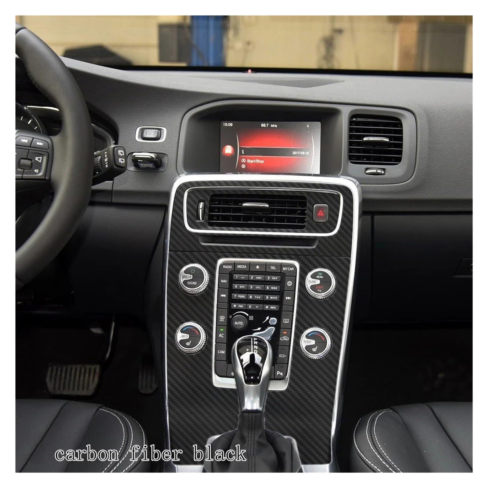 Panneau Console Centrale Autocollants Intérieurs Carbone Console Centrale Tableau Bord Poignée Porte Panneau Levage Pour S60 Pour V60 2011-2017 Garniture Panneau Console(Crocodile skin patte,Right han
