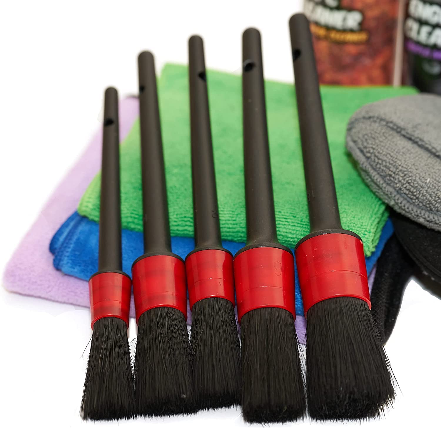Pack Limpieza Motores GxDetail - Kit Cuidado Motor para Coche Gx Detail - Con Accesorios - Pinceles, Microfibras, Aplicadores para Limpieza de Coche.
