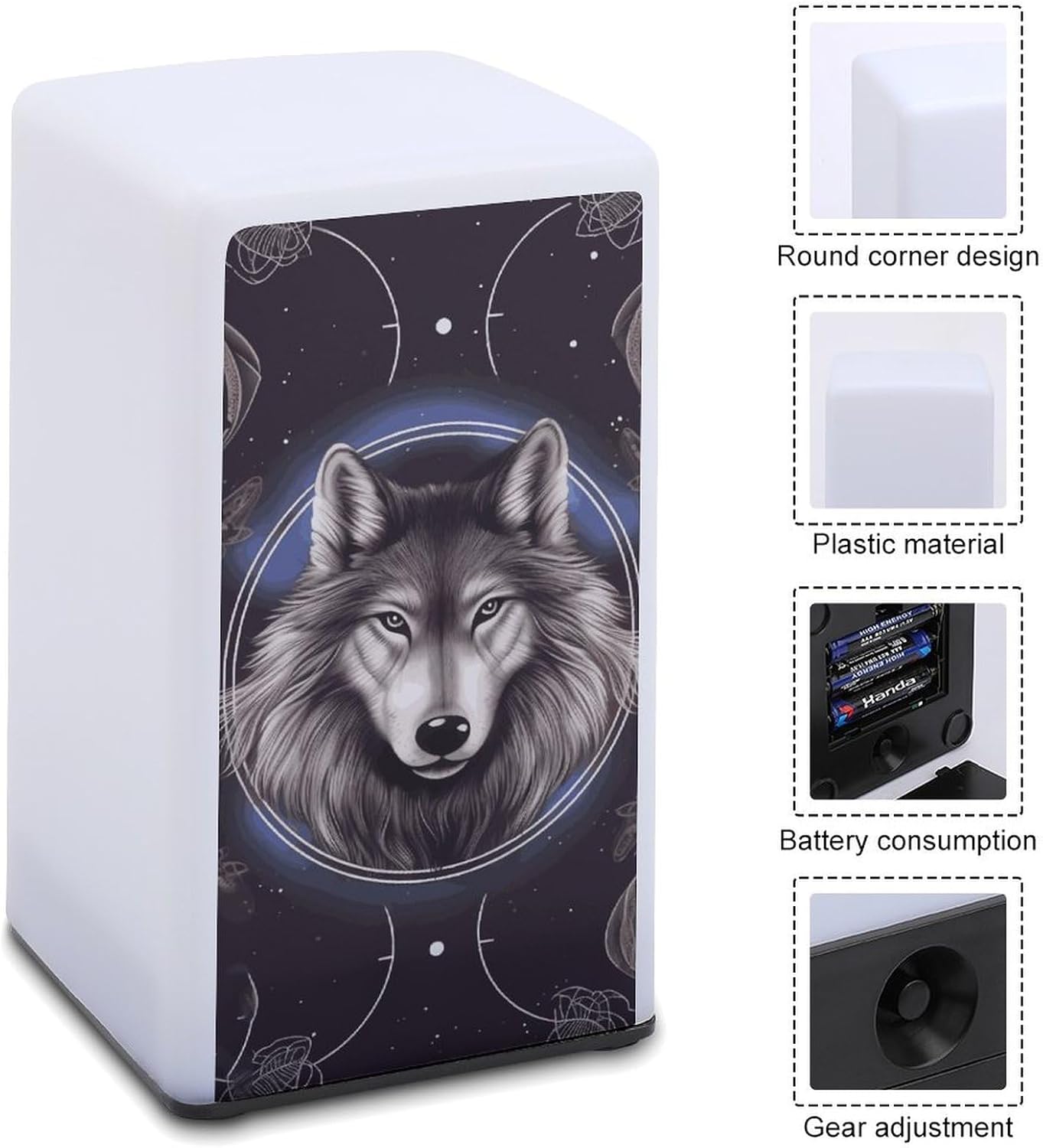 Desk Lamp for Office Home Dimmable Small Desk Lamp Wolves and Dream Catchers Battery Operated Lamp for Reading Study Work