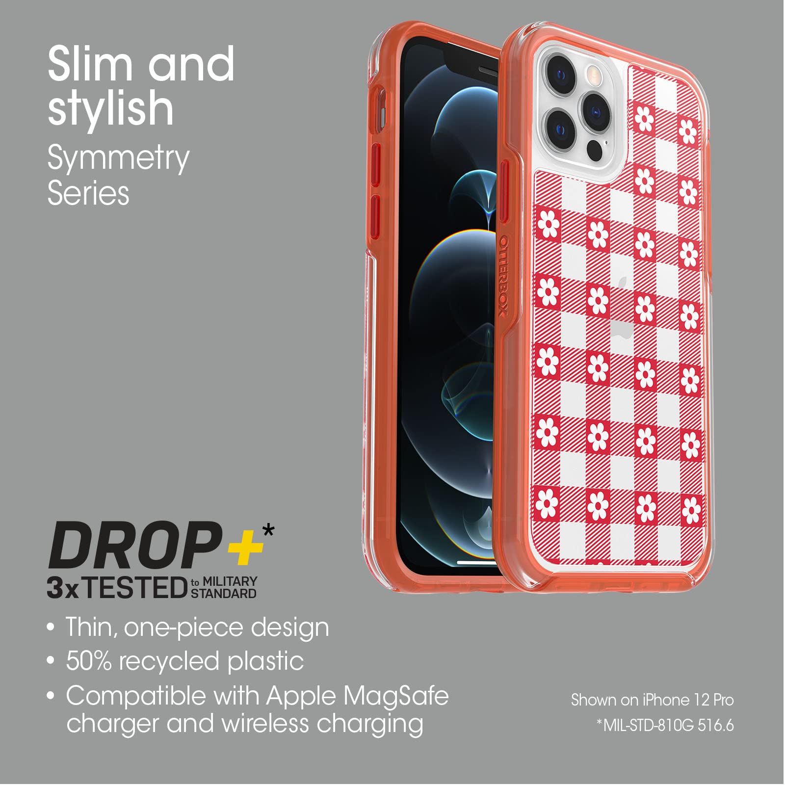 OtterBox Cover per iPhone 12 / iPhone 12 Pro, Symmetry, resistente a shock e cadute, cover sottile, testata 3x vs le norme anti caduta MIL-STD 810G, Picnic Daisy