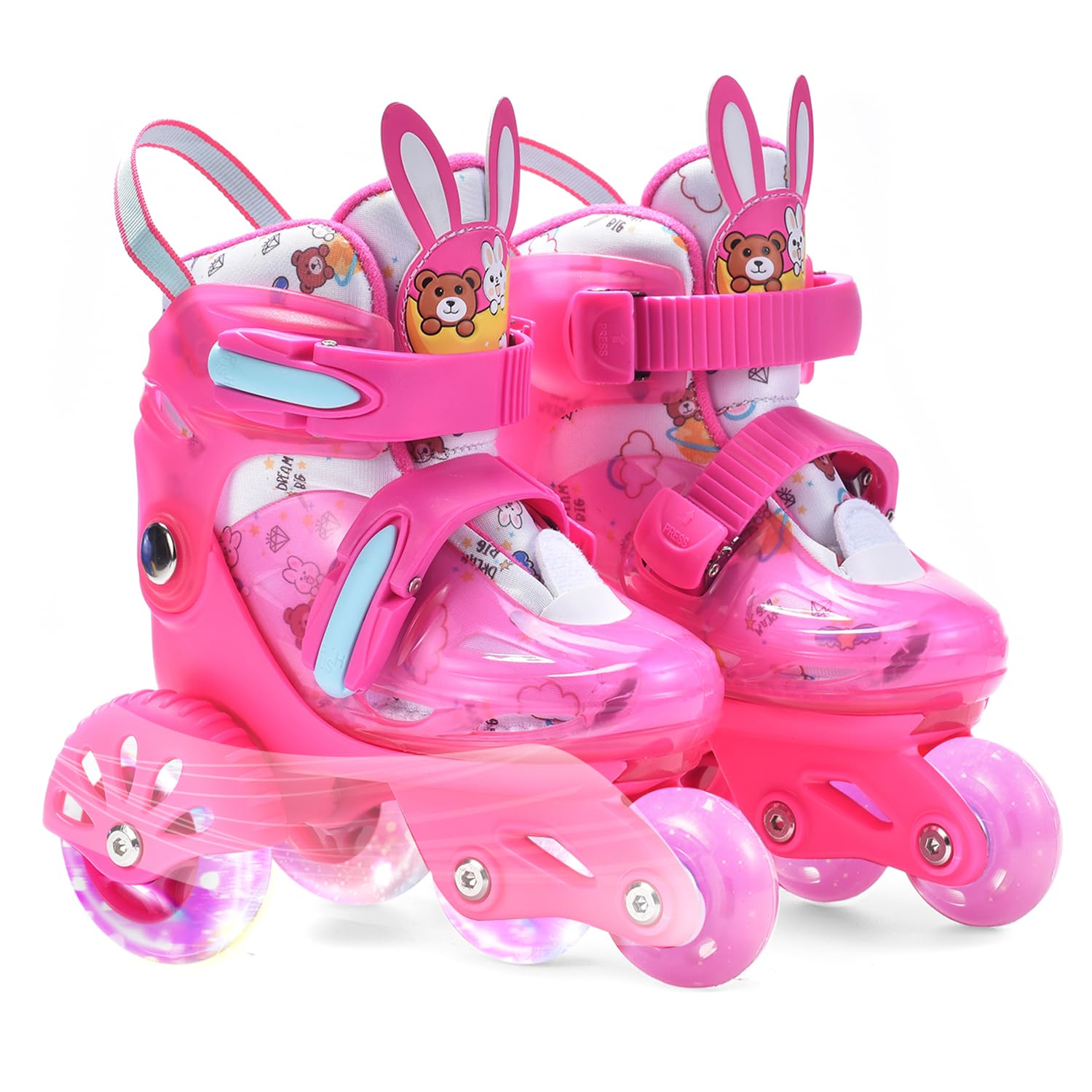 ERNAN Patines para Niños Patines Roller Ajustables con Ruedas Luminosas para Niñas y Niños Principiantes Construcción de 3 Puntos Estable y Segura