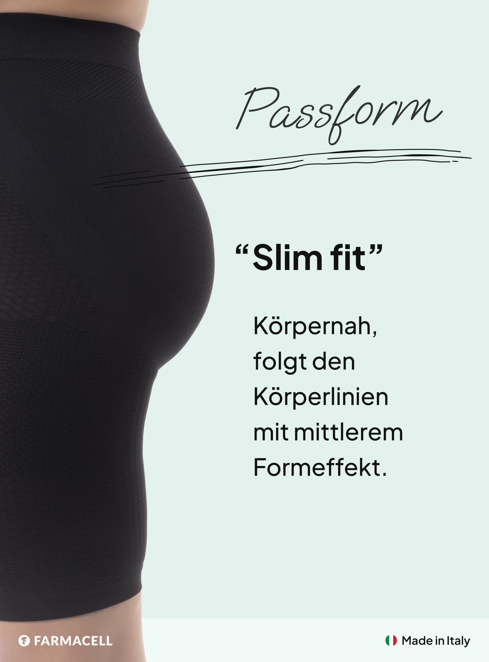 FarmaCell Damen Shapewear Anti-Cellulite Shorts, Bauchweg, Push-Up-Po, Made in Italy, 312