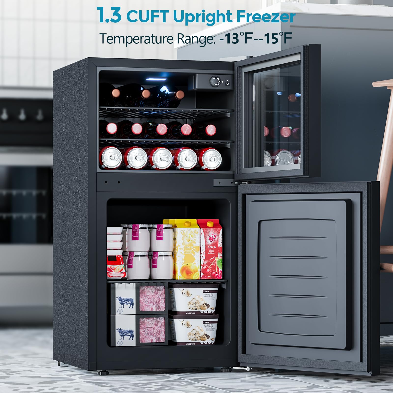 COWSAR 2.6 Cu.Ft Beverage Refrigerator & Mini Fridge with Freezer - Glass Door, Reversible Design, Adjustable Thermostat for Dorm, Office, Bedroom on Fridge.com