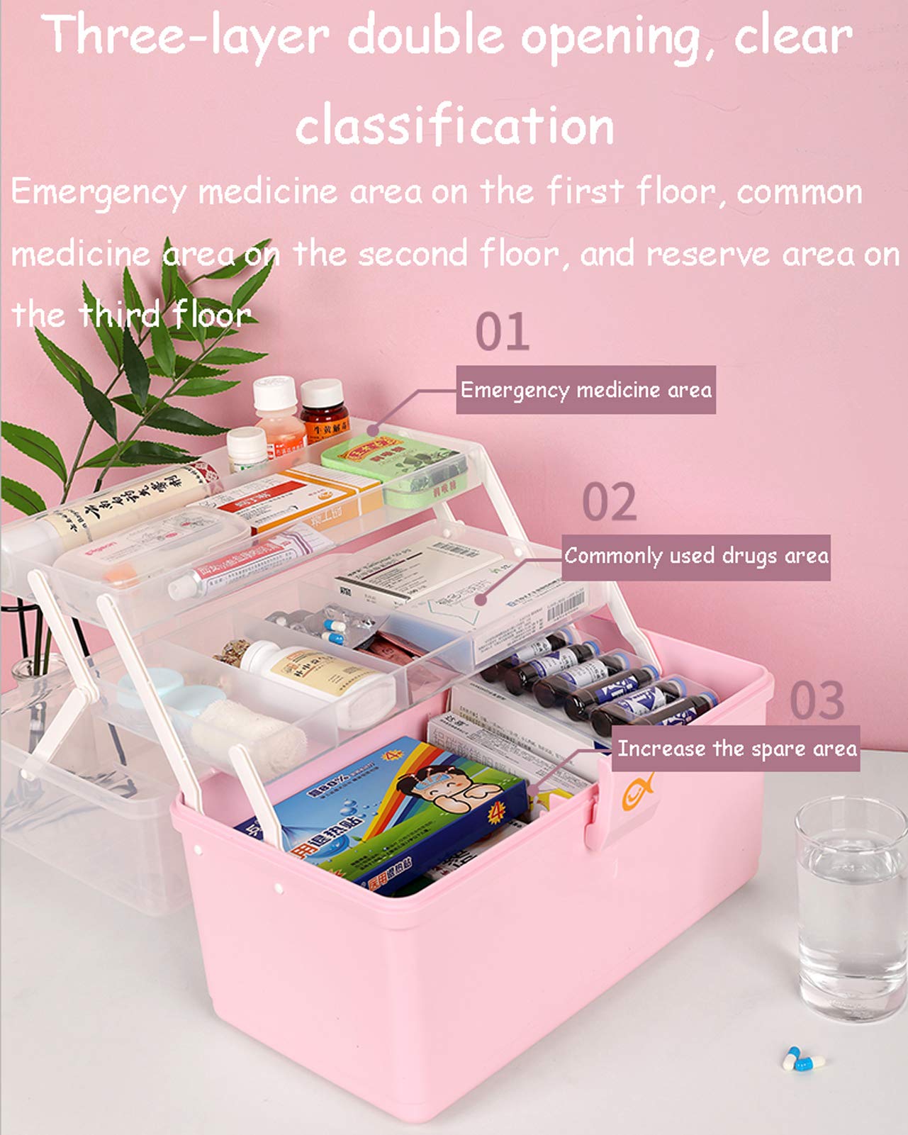 Botiquín De Primeros Auxilios Familiar,Almacenamiento De Botiquín Portátil,Botiquín, Caja De Almacenamiento De Medicina Familiar, Botiquín De Múltiples Capas, Portátil, Duradero, Con Asa, fo