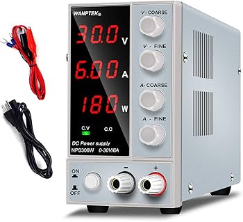 Amazon.co.jp: Wanptek 安定化電源 0-30V 0-6A 可変直流安定化電源装置