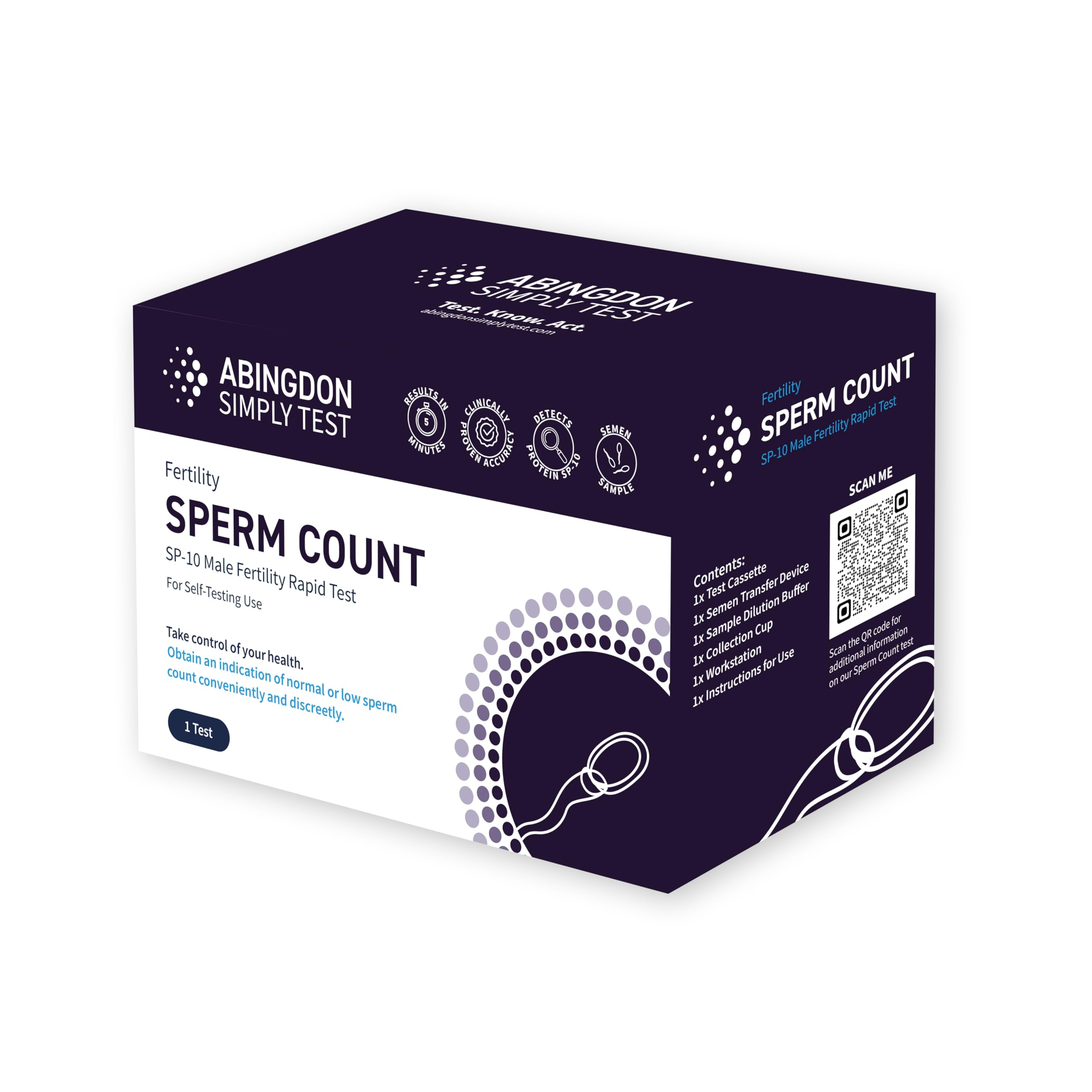SP-10 Sperm Count Self-Test Kit (1 Test) - Male Fertility Test for Men, Over 98% Accurate, Rapid at Home Testing Kit Self-Test, CE Certified & MHRA Registered.