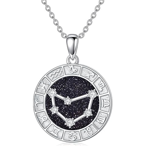 12 Zodiac Sign Necklace 925 Sterling Silver Constellations Pendant Necklace Jewelry Gifts for Women Men Friend Christmas Birthday,18+2 inch