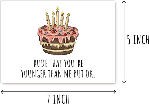Miniatura 2 de OystersPearl Tarjeta de cumpleaños grosera  Rude That You're Younger Than Me But Ok  Tarjeta de felicitación de cumpleaños  Regalo travieso para
