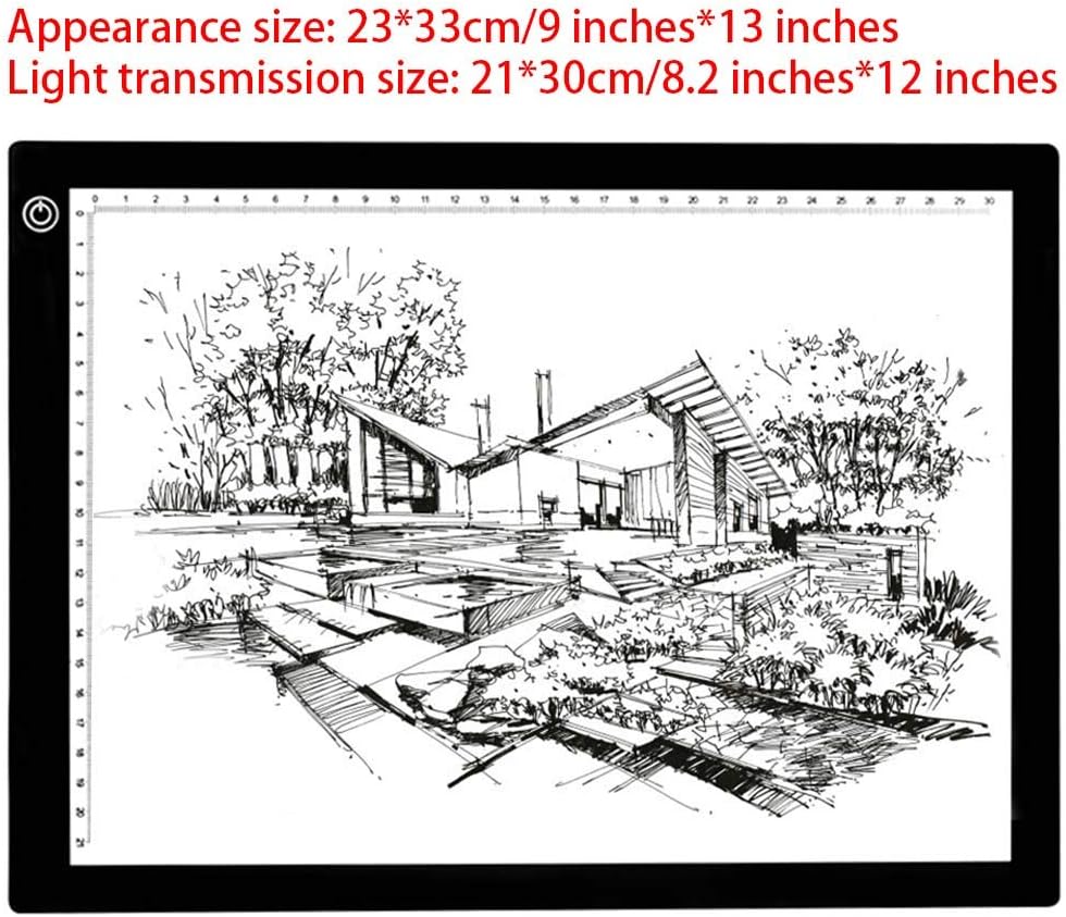 Light Box Ultra-Thin Portable Led Tracer Dimmable Magnetic Led Artcraft Tracing Light Pad USB Power Belt Ruler Lightbox Drawing Artist Light Table Painting Sketch Ct,3rd Gear Dimming-A4