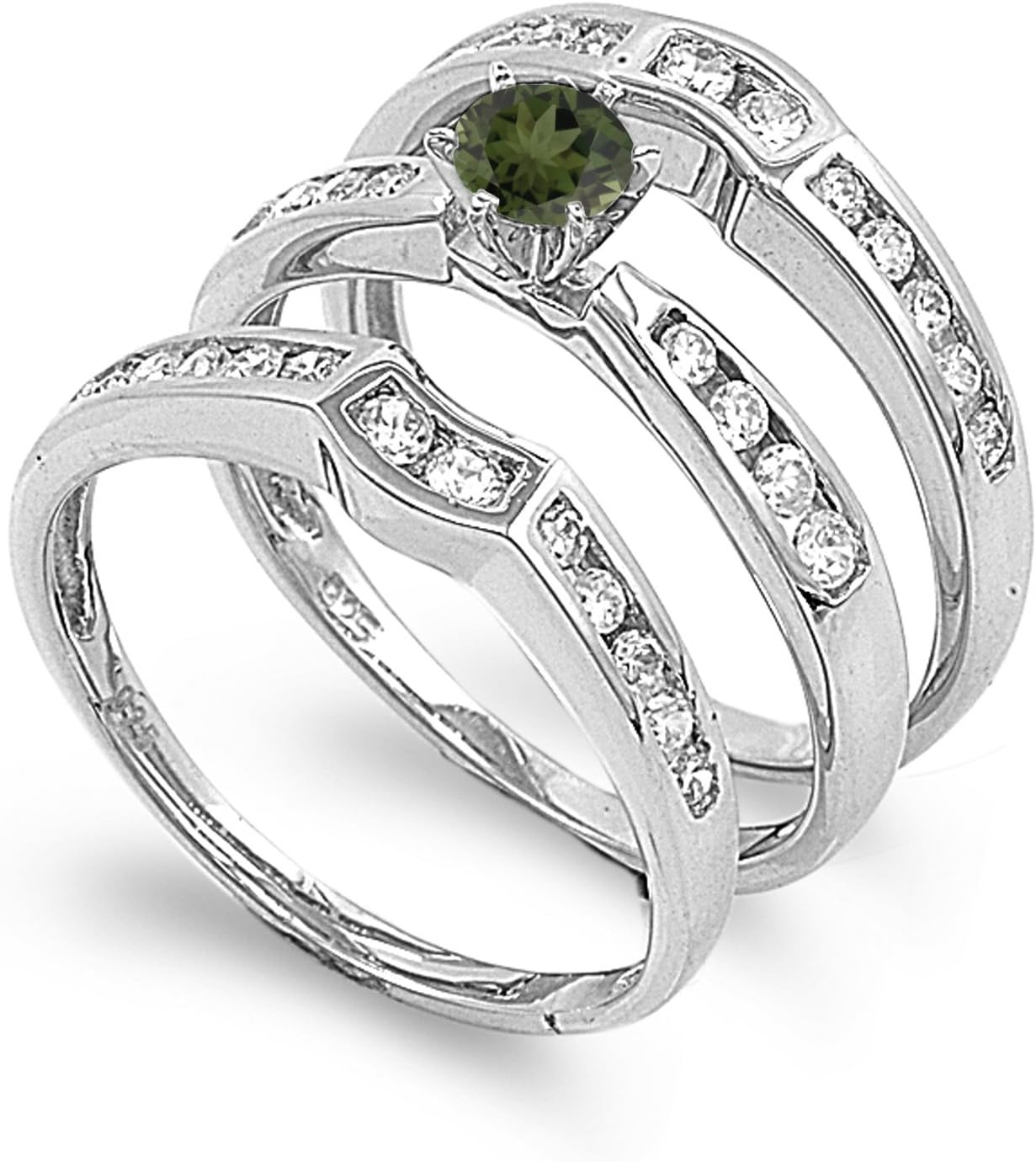 CHOOSE YOUR COLOR Sterling Silver Round Solitaire Set Ring