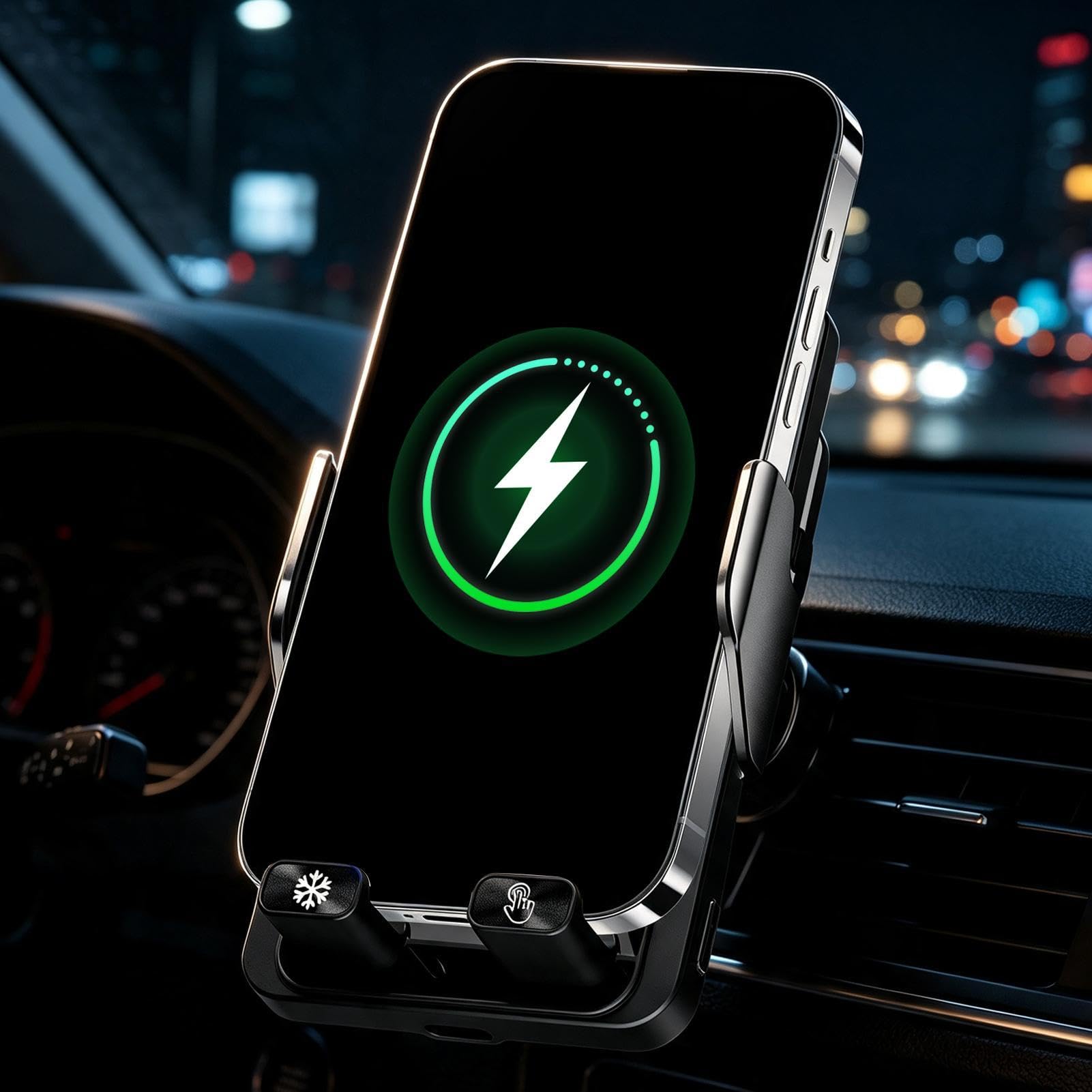 Soporte para teléfono móvil con función de carga con ventilador TEC, sujeción automática | 15W Auto Ventilación Soporte Móvil Cargador para Camión, SUV, RV, Saloon, Pickup, Viajar, Ro