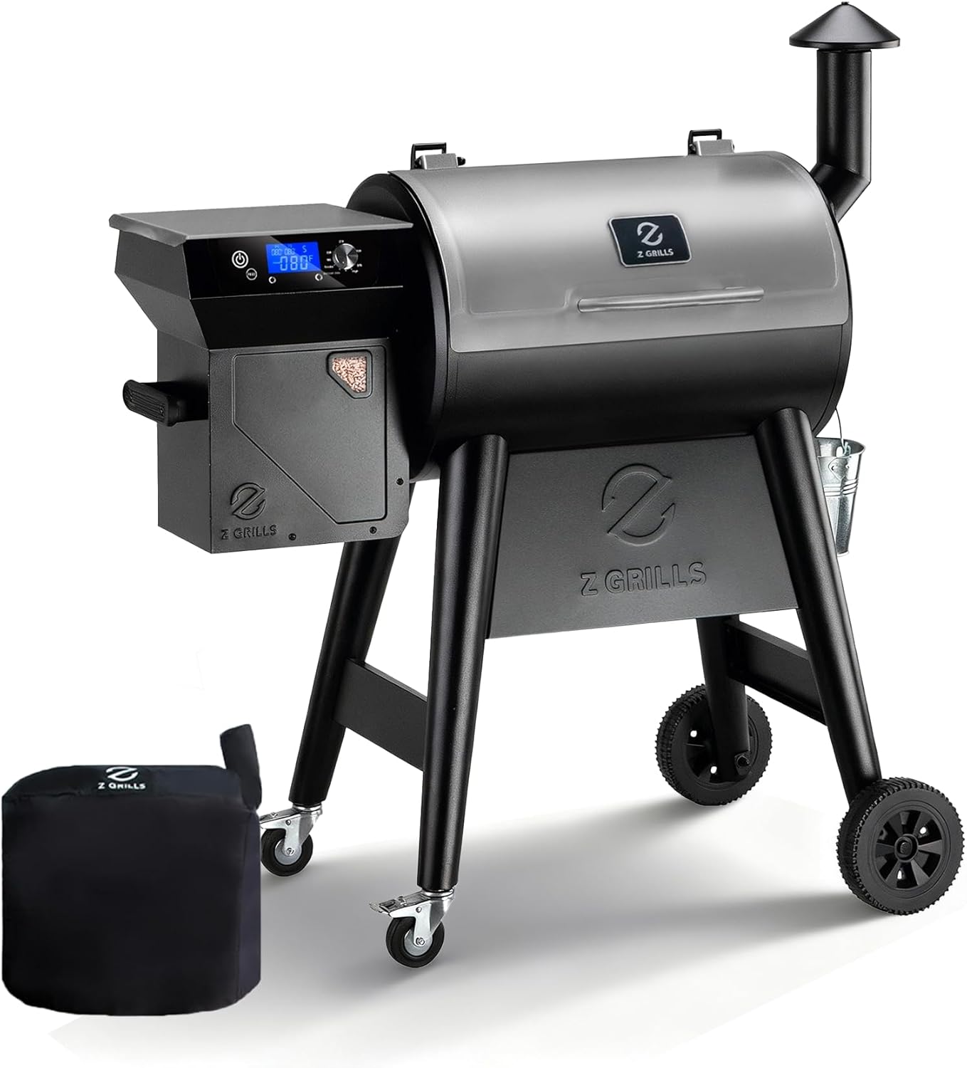 Z GRILLS 450E Pellet Smoker Grill, Upgrade PID 3.0 Temperature Control (180-450°F), 459 SQ.IN Cooking Area, 8 in 1 BBQ Grill,Hopper Cleanout, Meat Probe, Rain Cover, for Backyard Camping