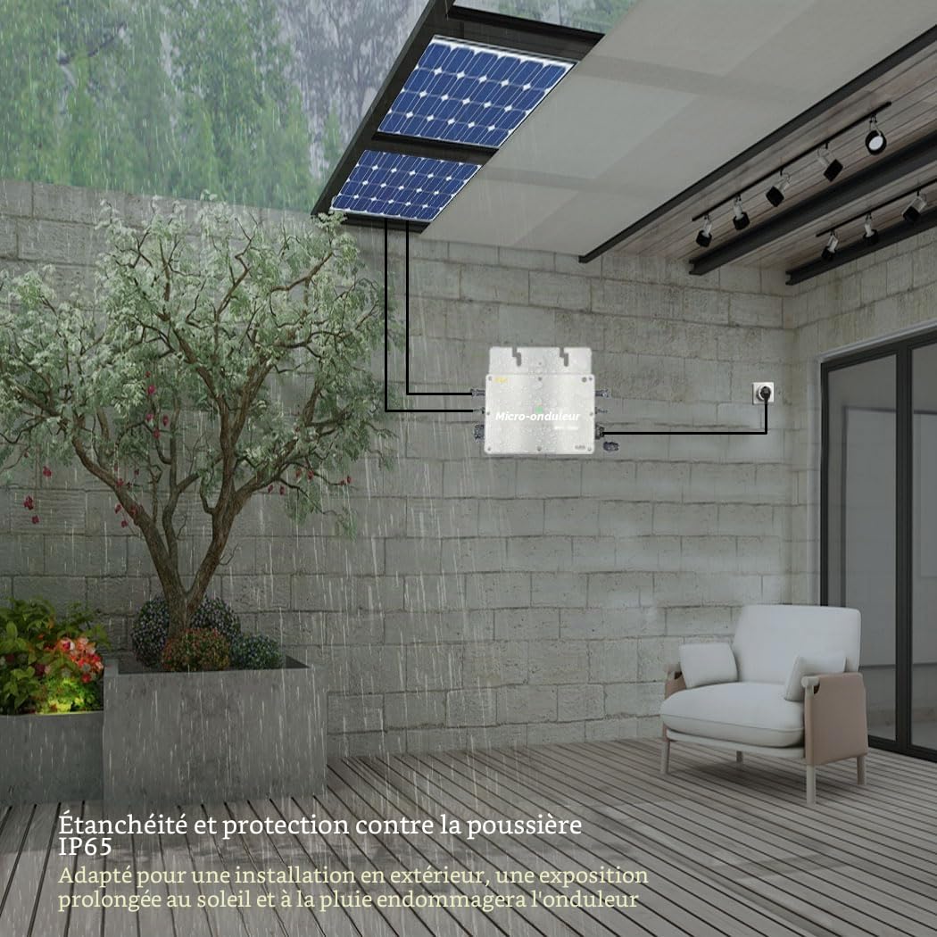 Y&H Micro-onduleur couplé au réseau 800W étanche IP65 MPPT DC30-42V PV Entrée AC180-260V Sortie pour Panneaux solaires 30V 36V