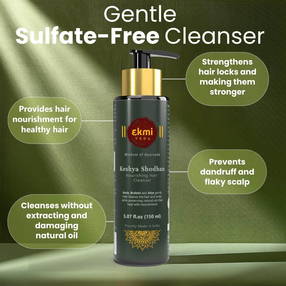 Ayurvedic Hair Growth Sulfate Free Shampoo With Reetha, Shikakai, Bhringraj, Amla For Hair Loss Control. Hair Regrowth Treatment For Women & Men. Hair Thickening Rosemary Shampoo, 5.07 Fl Oz