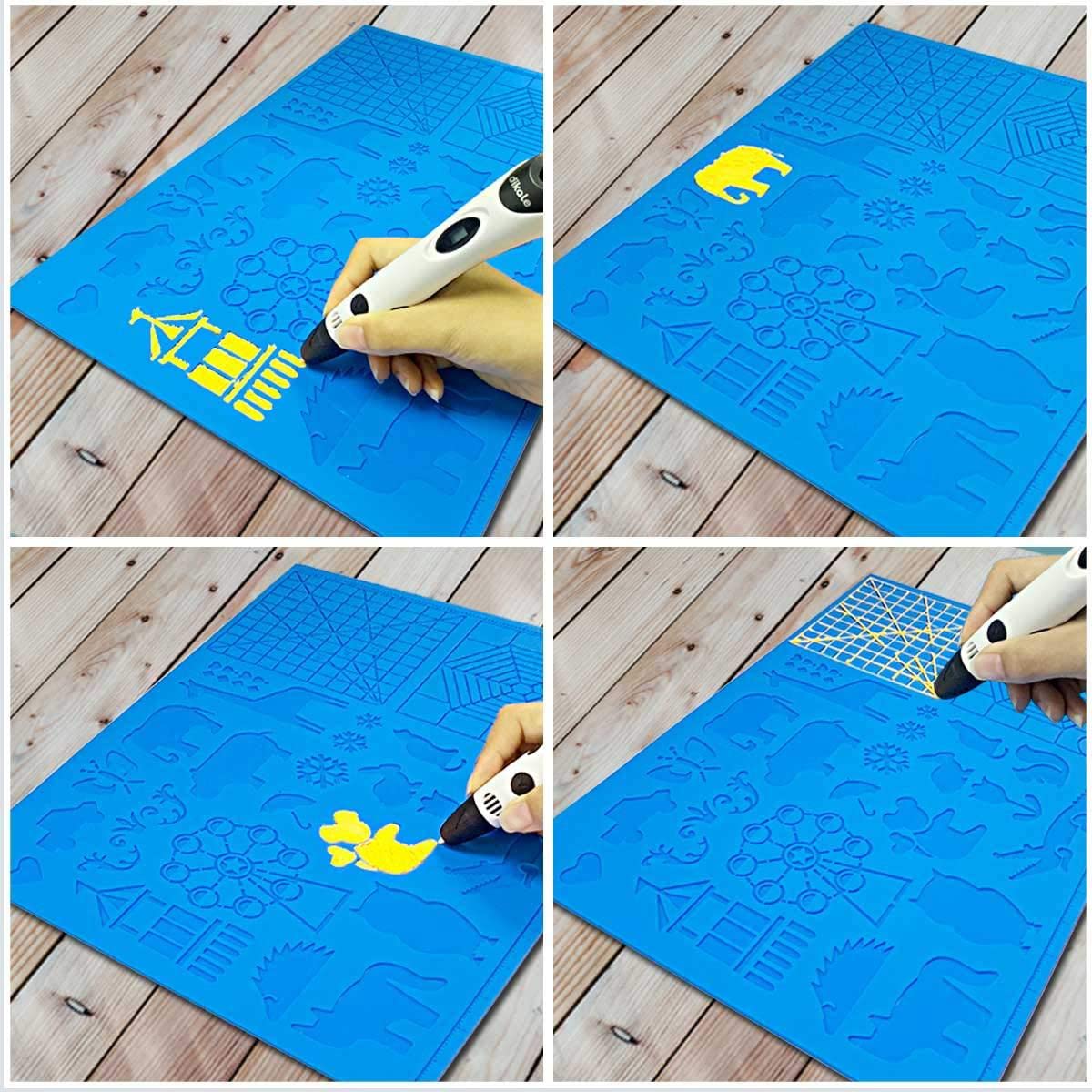 Pad in silicone 3D, con stampa 3D, 41,5 x 27,5 cm, con 2 custodie protettive per dita per Anf?nger