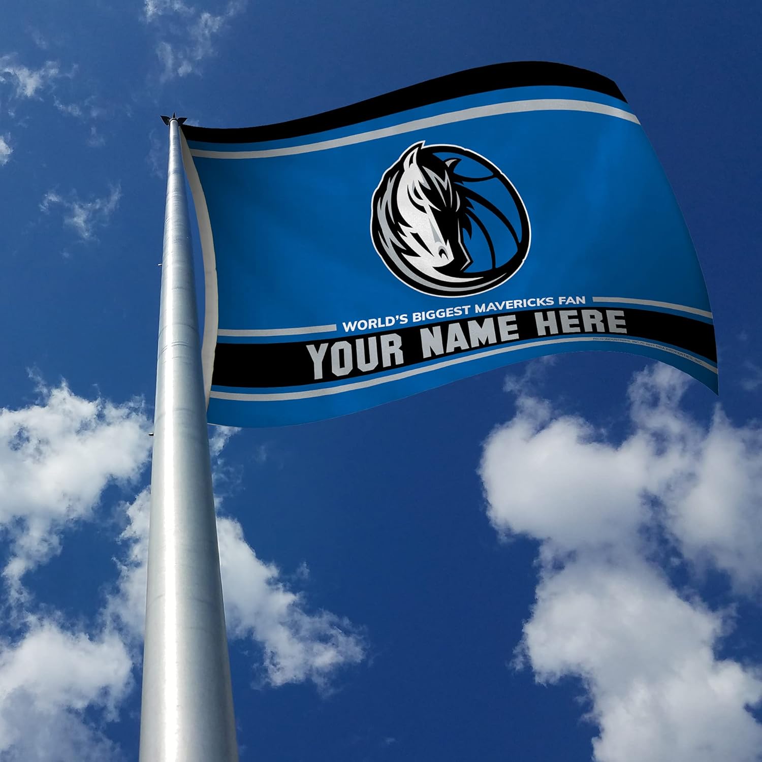 Rico Industries NBA Basketball Dallas Mavericks Personalized - Custom 3' x 5' Banner Flag - Made in The USA - Indoor or Outdoor Décor