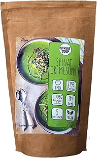 Street Soup Vorratspack 250 g Instant Protein Cremesuppen Kalorienarm Natürlich Vegan Ideal für Diät, Fasten und Detox (250g, Spinat)