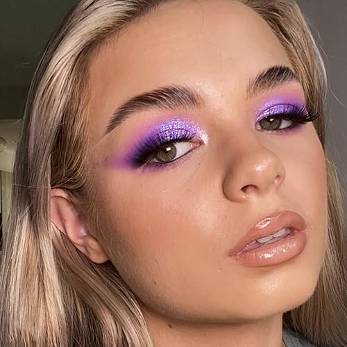 Miniatura 2 de DE'LANCI Paleta individual de sombra de ojos morada, sombra de ojos duocroma púrpura lavanda brillante, sombra de ojos metálica violeta altamente