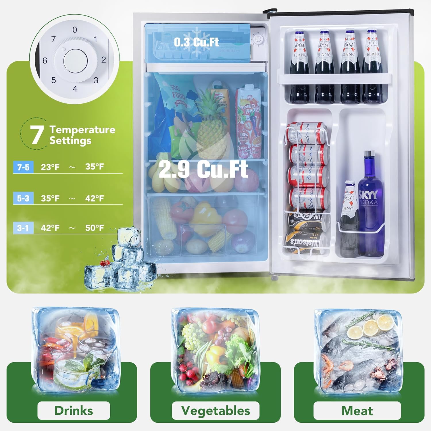 Hamilton Beach Retro Mini Refrigerator-Energy Saving-Adjustable Thermostat Control-Side Mounted Bottle Opener-Ideal for for Dorm, Office, RV, Garage, Apartment 1.6 Cubic Feet, Coral