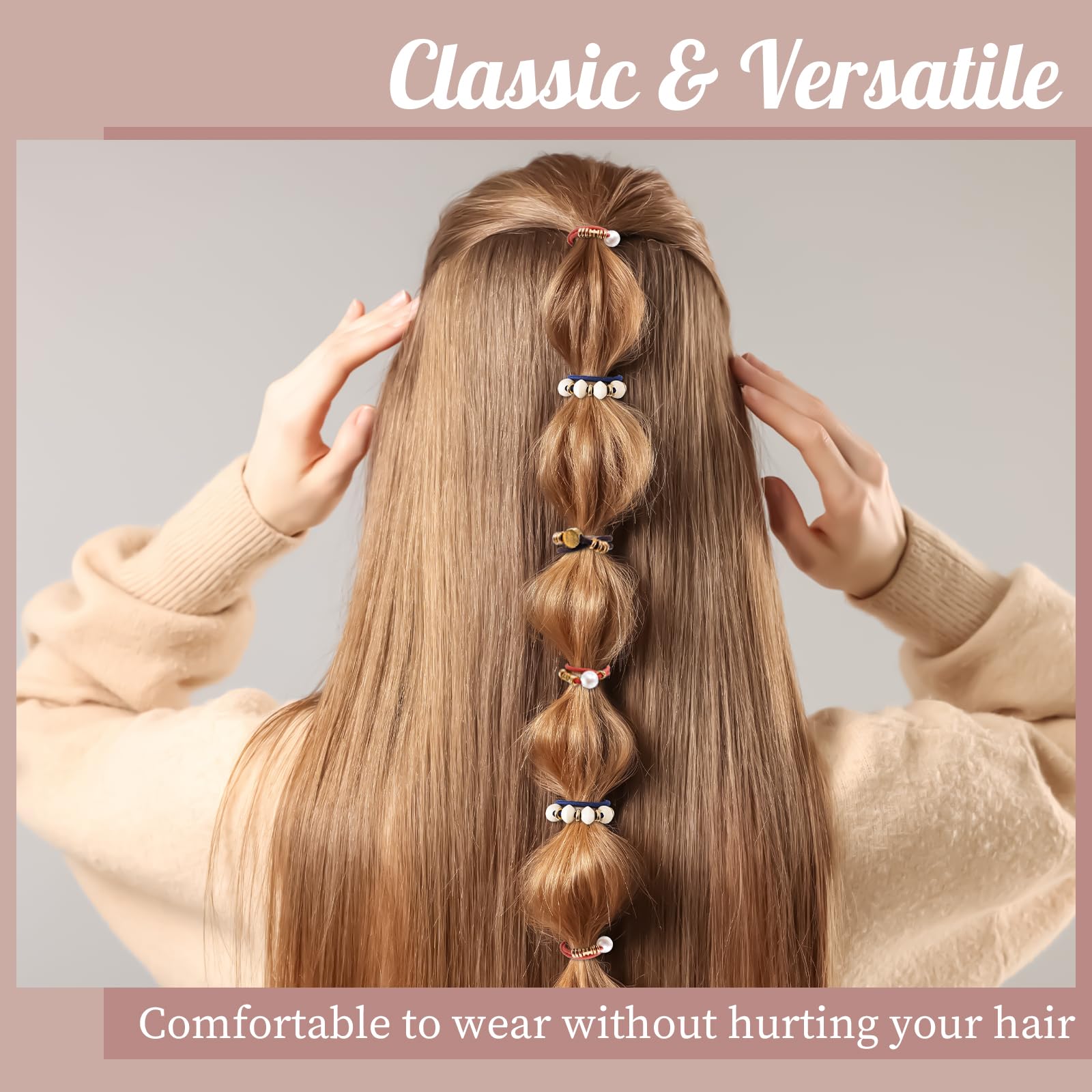 Lolalet Hair Ties Boho Bracelet Hair Tie for Women No Damage Ponytail Holders Elastic Hair Ties for Thick Thin Hair Strong Hold Braided Hair Elastics Bands -12 Pcs - Image 3