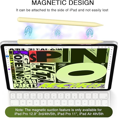 Miniatura 3 de Lápiz para iPad 2018-2025, HATOKU 15 minutos de carga rápida de 1 generación con inclinación y rechazo de palma compatible con iPad Air 345M2M3,