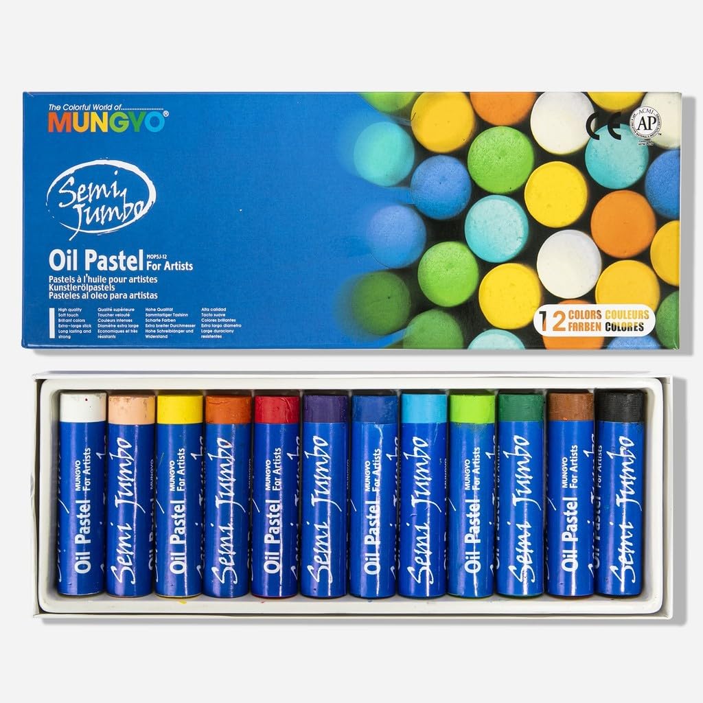 Mungyo Gallery Jumbo Oil Pastels Cardboard Box Set of 12 Jumbo - Assorted Colors