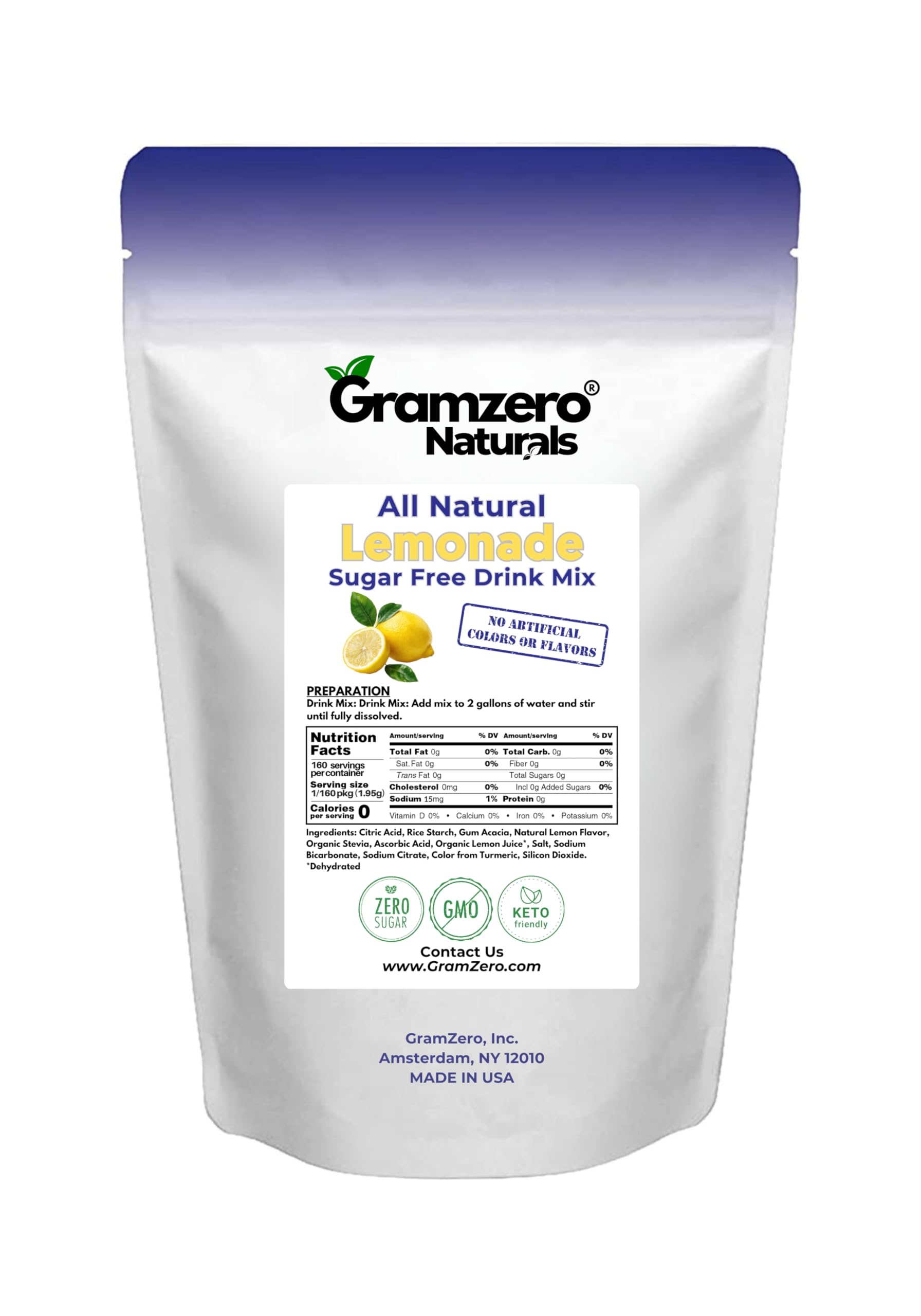 Grant E One'sMONAOL30g✖️2本 Amazon.com : GramZero All Natural Lemonade Sugar Free Drink Mix