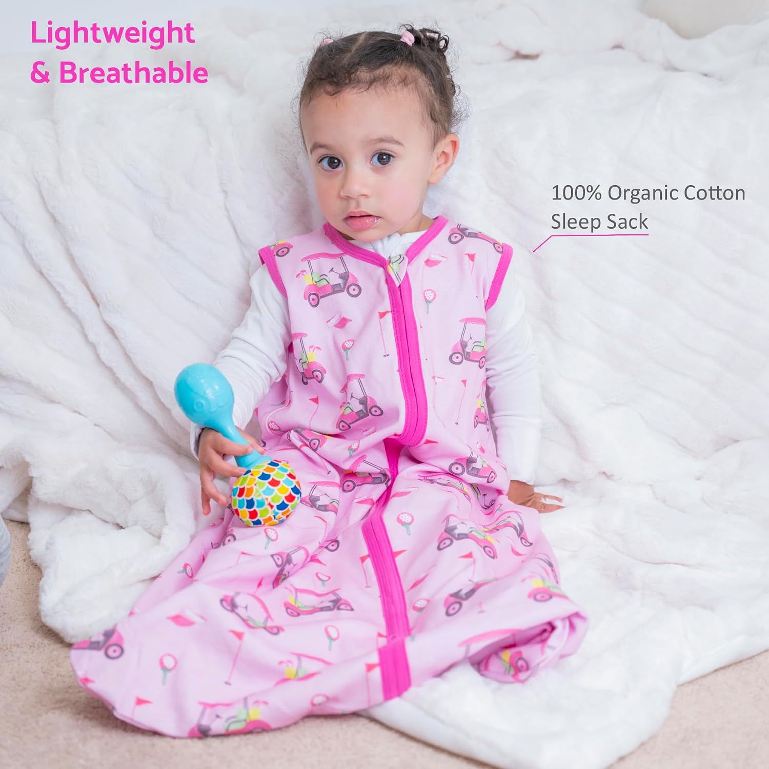 LollyBanks Sleep Sack, 100% Cotton Neutral Baby Sacks, 0.5 TOG Sleep Sacks Lightweight with 2-Way Zipper
