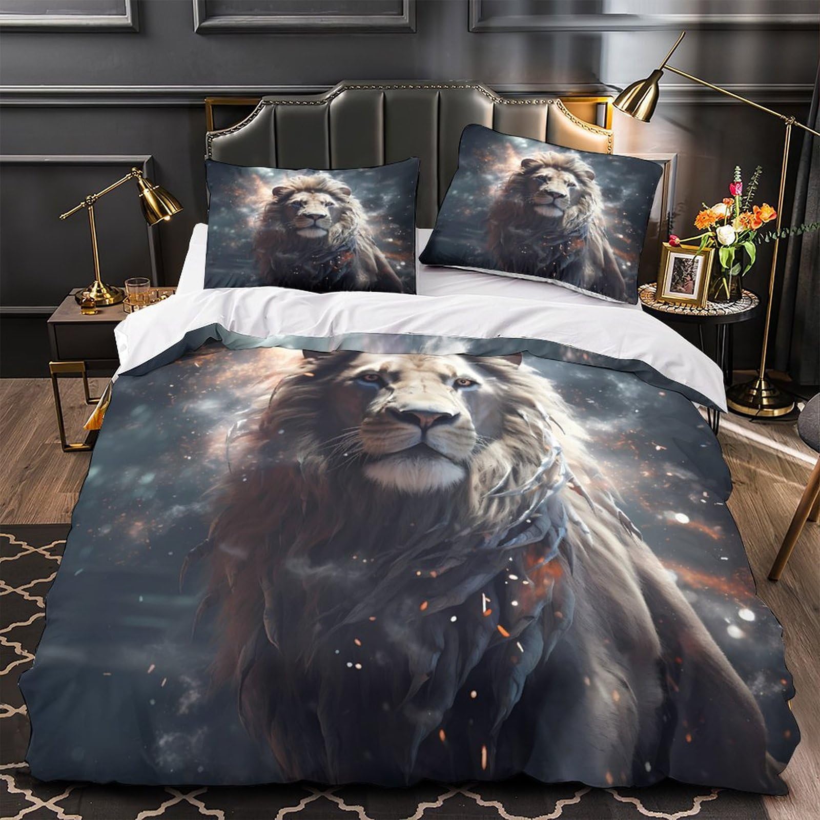 Housse de couette lion 3D pour transformer votre chambre adulte en un cocon de douceur