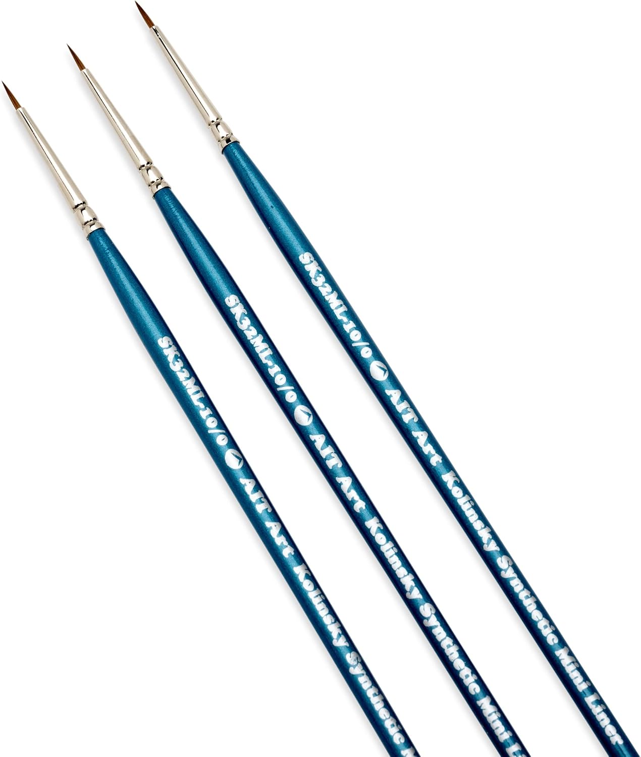 AIT Art Select Mini Liner Detail Paint Brushes, Size 20/0, Pack of 3, Synthetic Kolinsky Sable, Set Assembled in USA for Trusted Performance and Crafting Exquisite Details