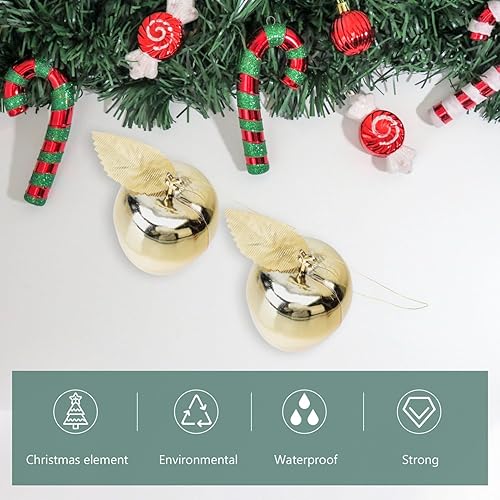 Miniatura 8 de BESTOYARD 24 piezas de manzanas de Navidad colgantes de manzanas rojas de cristal, decoración de vacaciones, decoración con purpurina, decoración