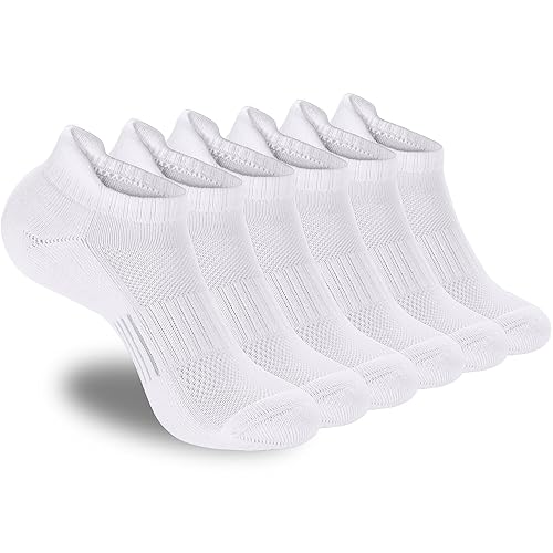 ATBITER Womens Ankle Socks 6 Pairs Cushioned Running Athletic No Show Socks With Tab - 6pairs 6white - 8-10