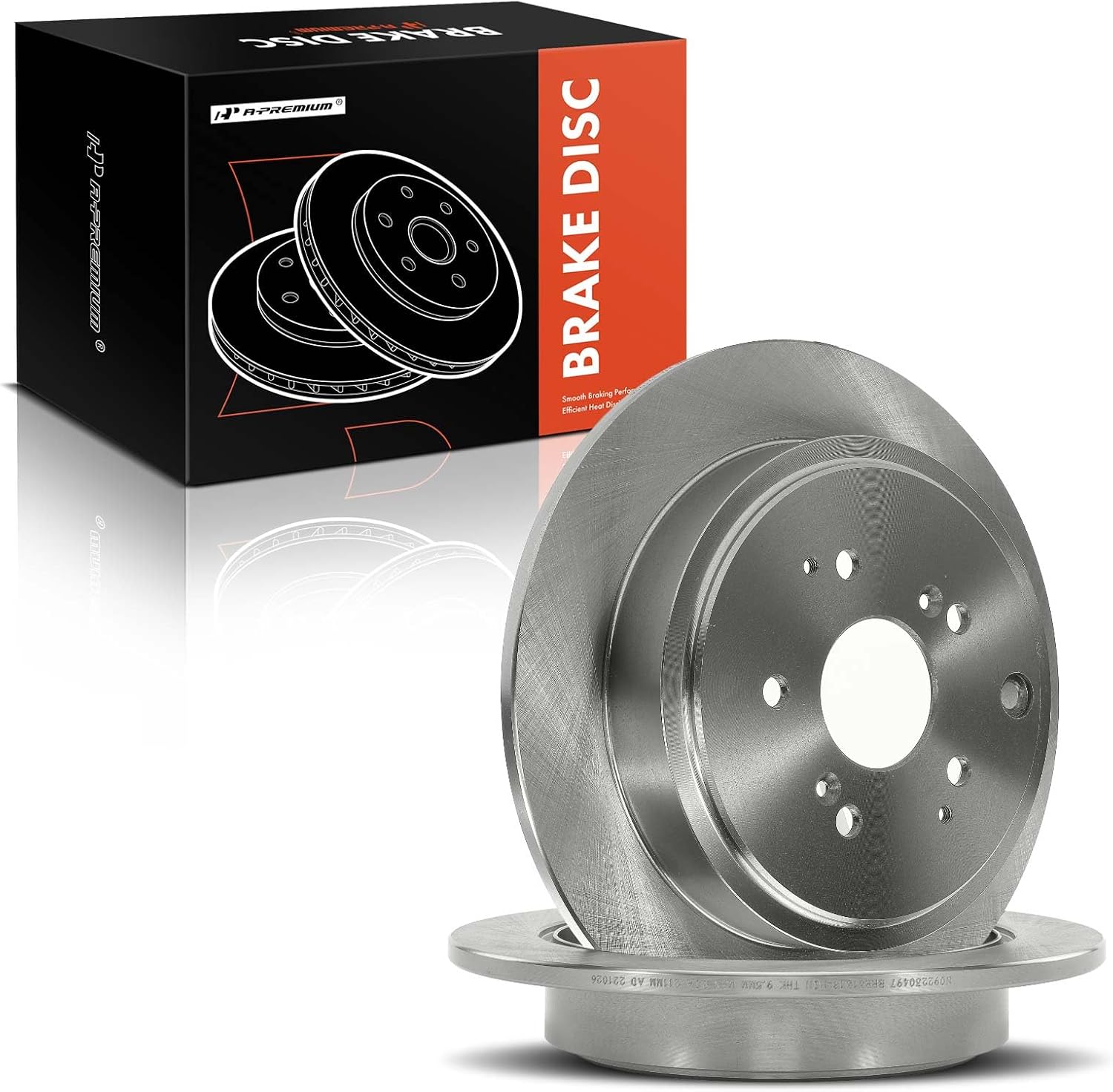 A-Premium 12.32 inch (313mm) Rear Solid Disc Brake Rotors Compatible with Select Honda and Acura Models - Pilot 2003-2008, MDX 2001-2006, 3.5L, 2-PC Set