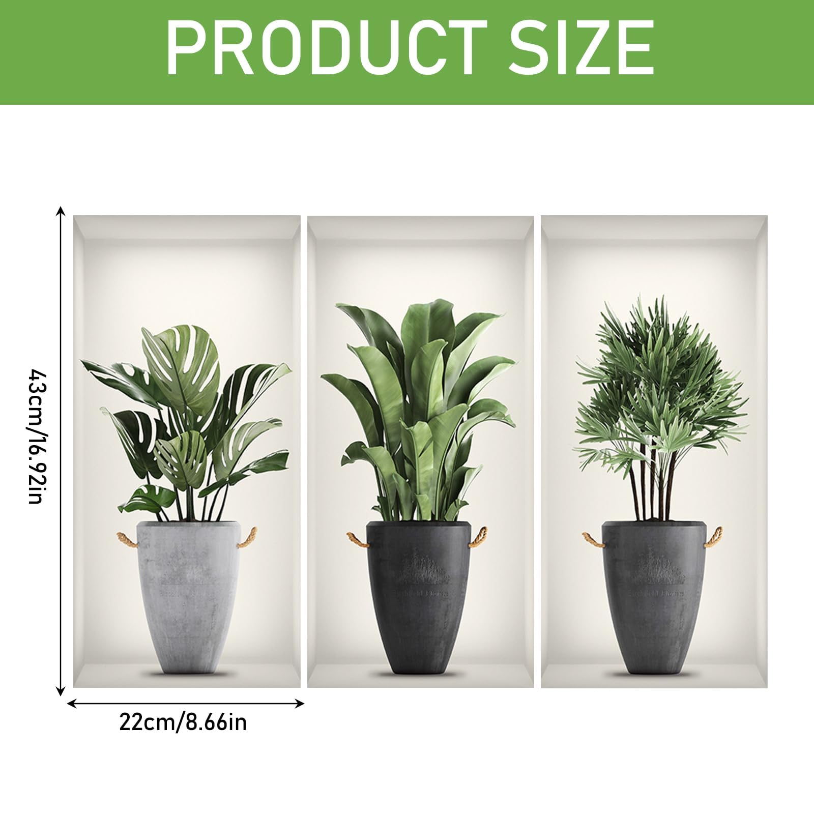 3 Adesivi Murali 3D Vaso - Decorazione Parete Moderna Per Casa E Ufficio - Foto 9