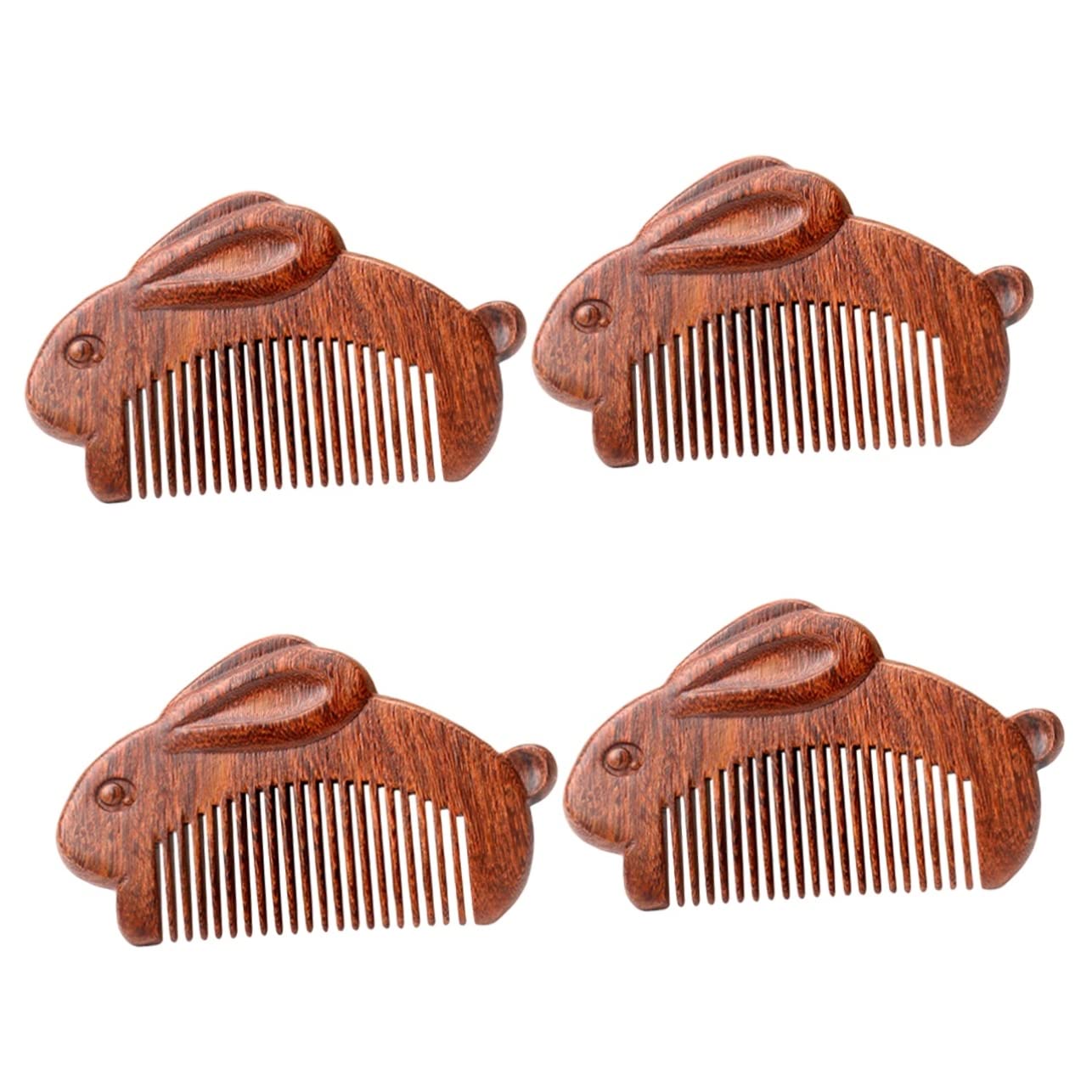 minkissy 4piezas Peine De Madera De Sándalo Para Mujeres Diseño De Conejo Peine Antiestático Para Cuidado Profesional Del Cabello Para Cabello Húmedo y Seco Resistente y Duradero