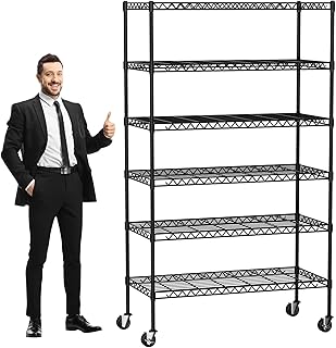 YYkokocat 6-Tier Wire Shelving Unit 2100Lb Capacity Adjustable Storage Shelves Heavy Duty Storage Rack with Wheels NSF Met...