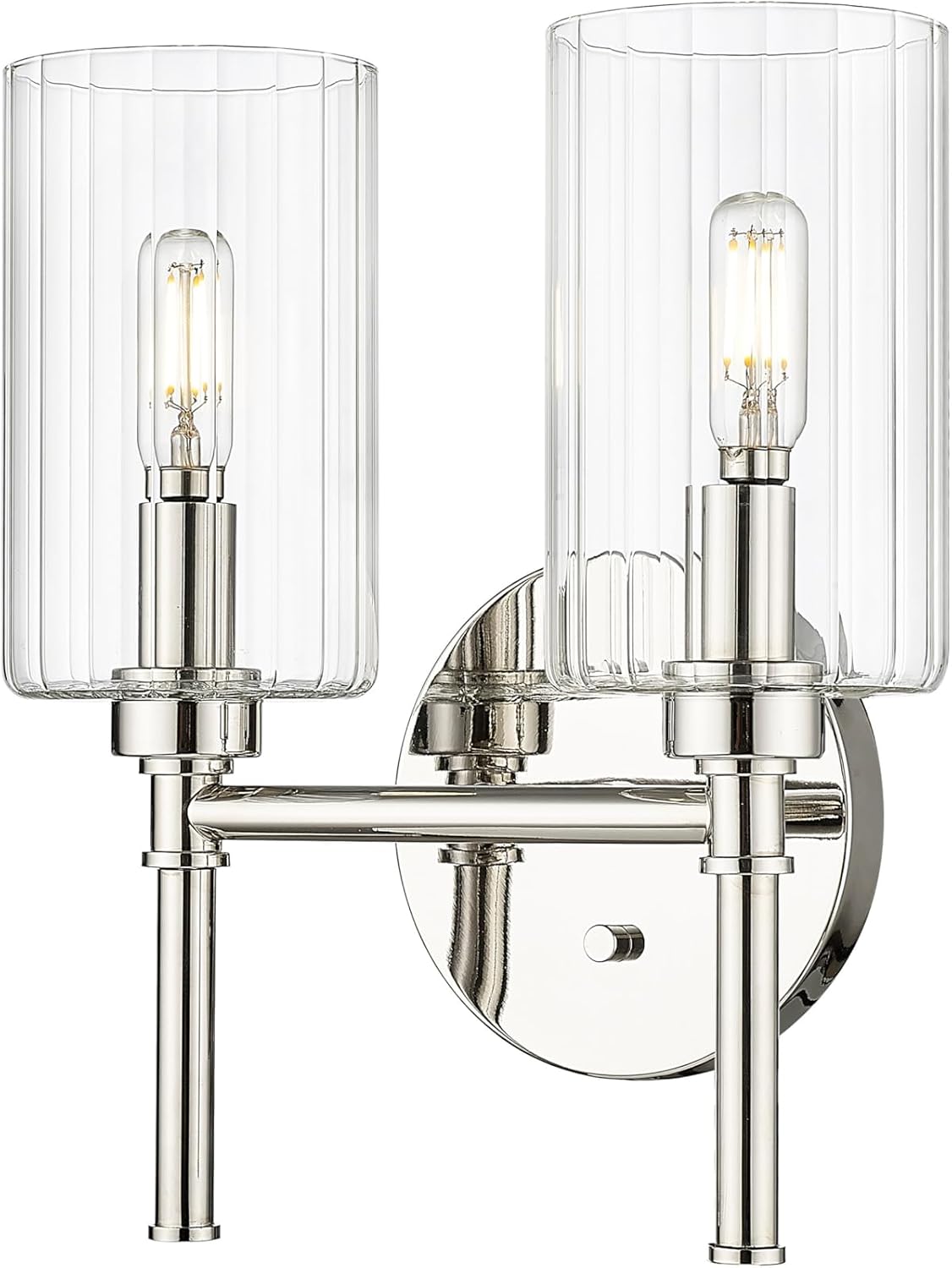 ML Lighting | Chastine Collection | 9922-PN | Indoor 2 Light Vanity in Polished Nickel with Clear Beveled Glass Shade | Elegant and Versatile Design for Any Bathroom