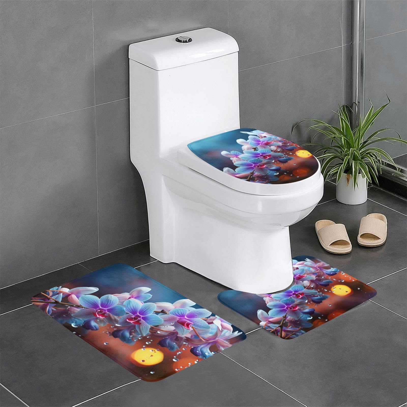 Lot De 2 Tapis De Bain, En Tissu Éponge, Lavables, 600 G-M² Et 100% Coton Absorbant Et À Séchage