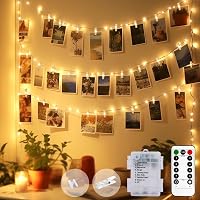 btfarm 5m 50 LED Fotóklip Fényfüzér Távirányítóval, 8 Mód, Vízálló, Időzítő, Elemről Működő 1