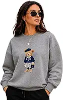 Moletom Feminino Gola Redonda Flanelado Urso Fofo Casual