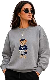 Moletom Feminino Gola Redonda Flanelado Urso Fofo Casual