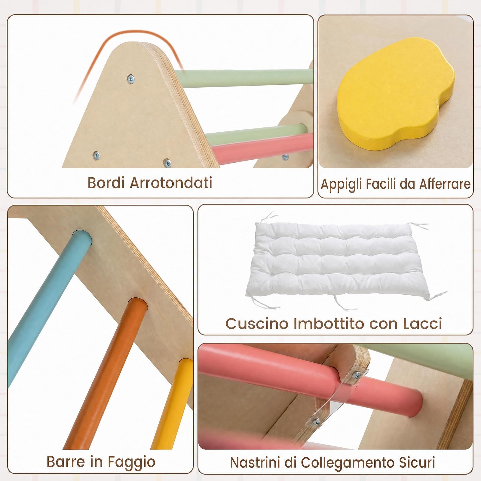 RELAX4LIFE Set da Arrampicata per Bambini, Triangoli con Arco (Colorato)