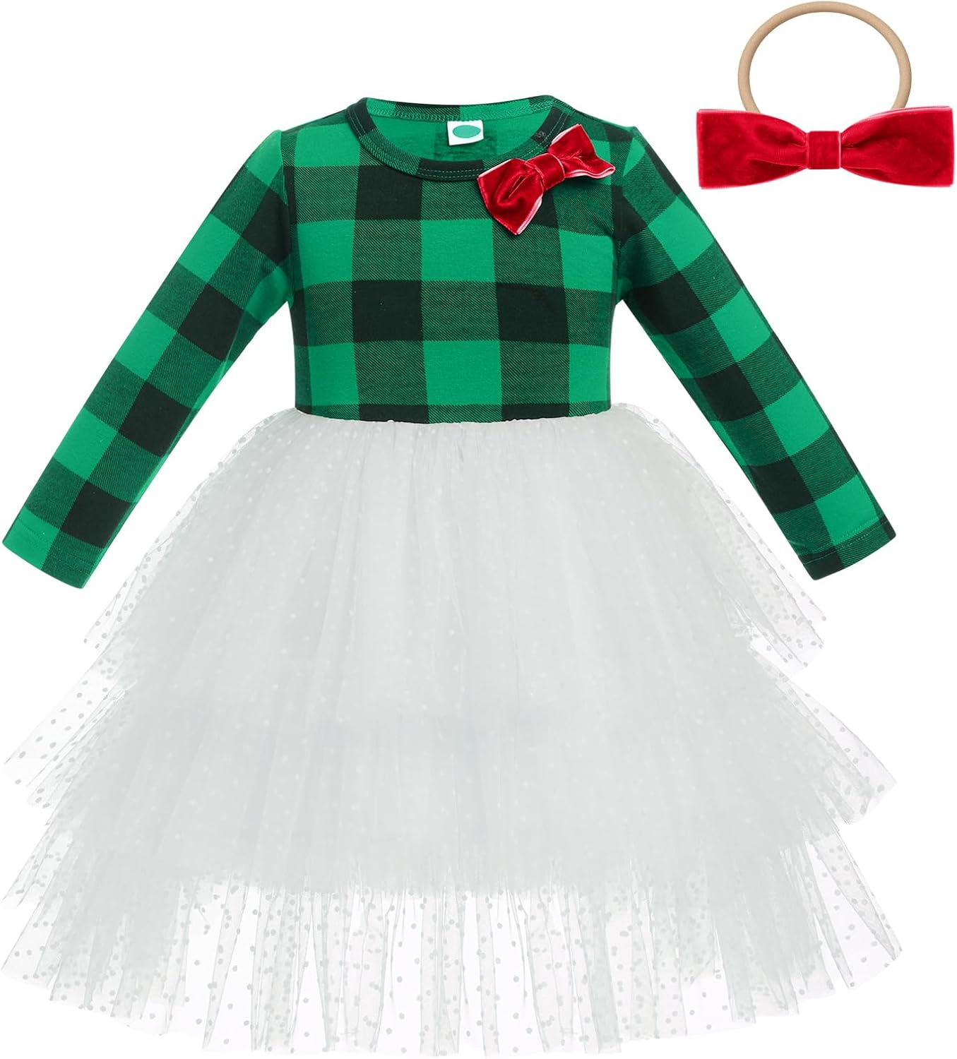 Christmas Dress for Toddler Girls, Infant Plaid Long Sleeve