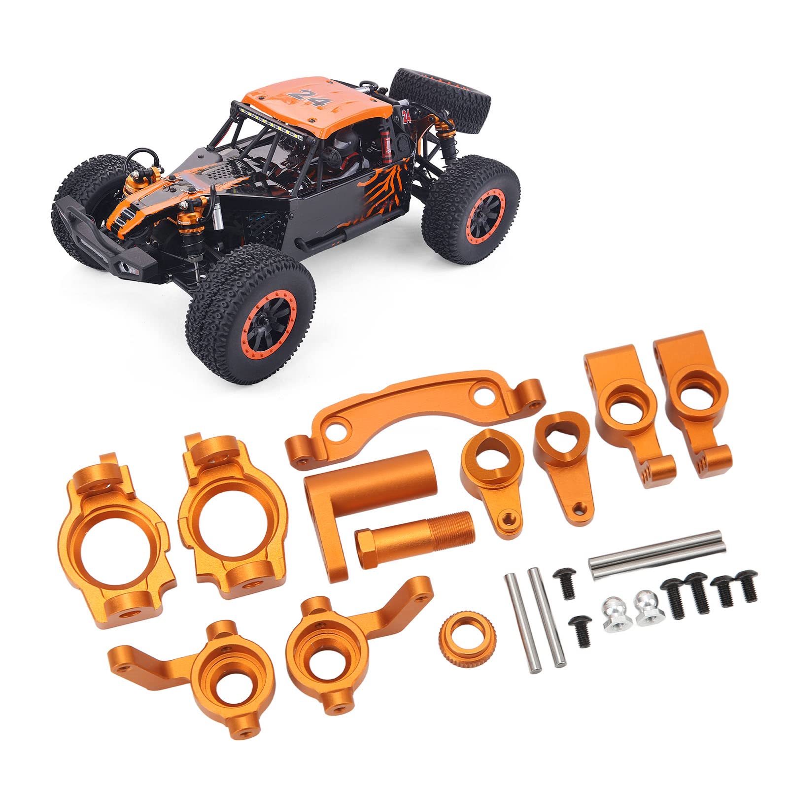 VGEBY RC-Metall-Upgrade-Teile-Kit, Aluminiumlegierung, Querlenker-Lenkbaugruppen-Set, RC-ZubehöR FüR ZD Racing DBX 10 1/10 Auto (Orange) Auto Modelle