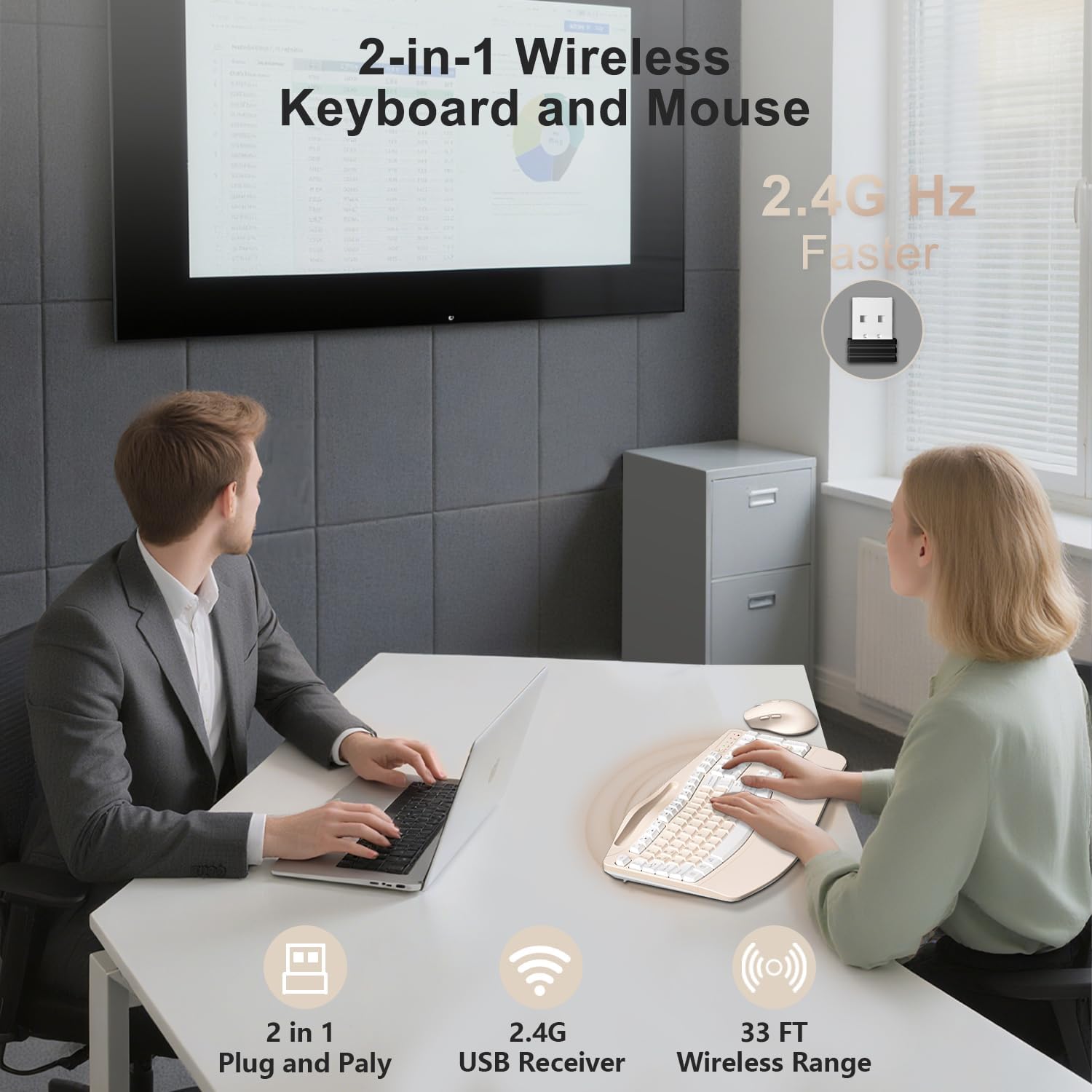 Wireless Keyboard and Mouse Combo, 2.4G Ergonomic Wave Keys(Milk Tea-A) 6 71csw5byCeL. AC SL1500