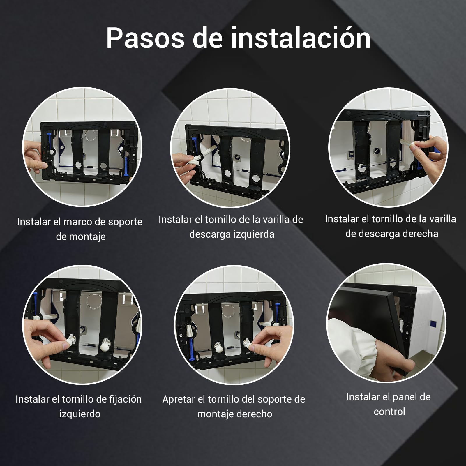 Placa de control de inodoro compatible con Geberit Sigma Gama, UP300 y UP320， panel de doble descarga, incluye marco de instalación y panel fijo, dimensiones 246x164 mm | Brillo（Blanco）