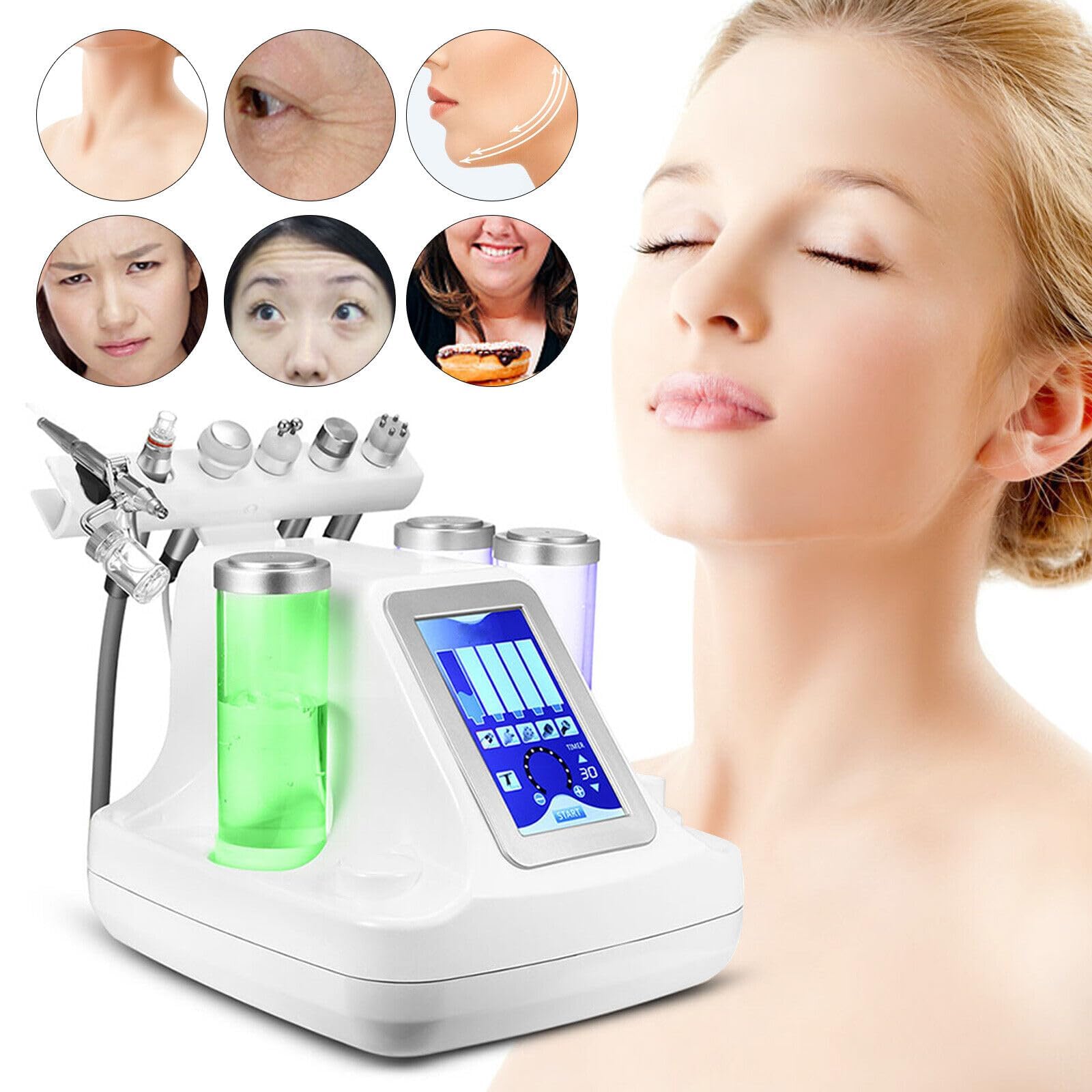 Dispositivo idrofacciale professionale Acqua Idrogeno Ossigeno, Dispositivo di bellezza 6 in 1 Dispositivo per la pulizia del viso, Dispositivo a bolle piccole, Pulizia dei pori e dei punti neri