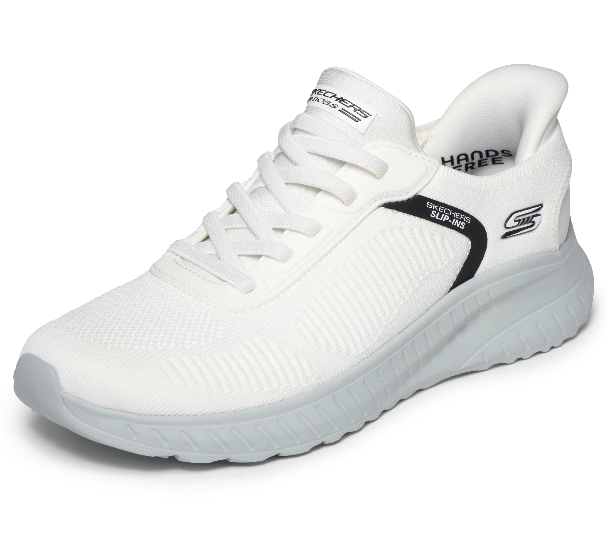 Skechers - Zapatos de Manos Libres para Mujer: Bobs Sport Squad Chaos - Current Muse, Blanco/Gris., 8