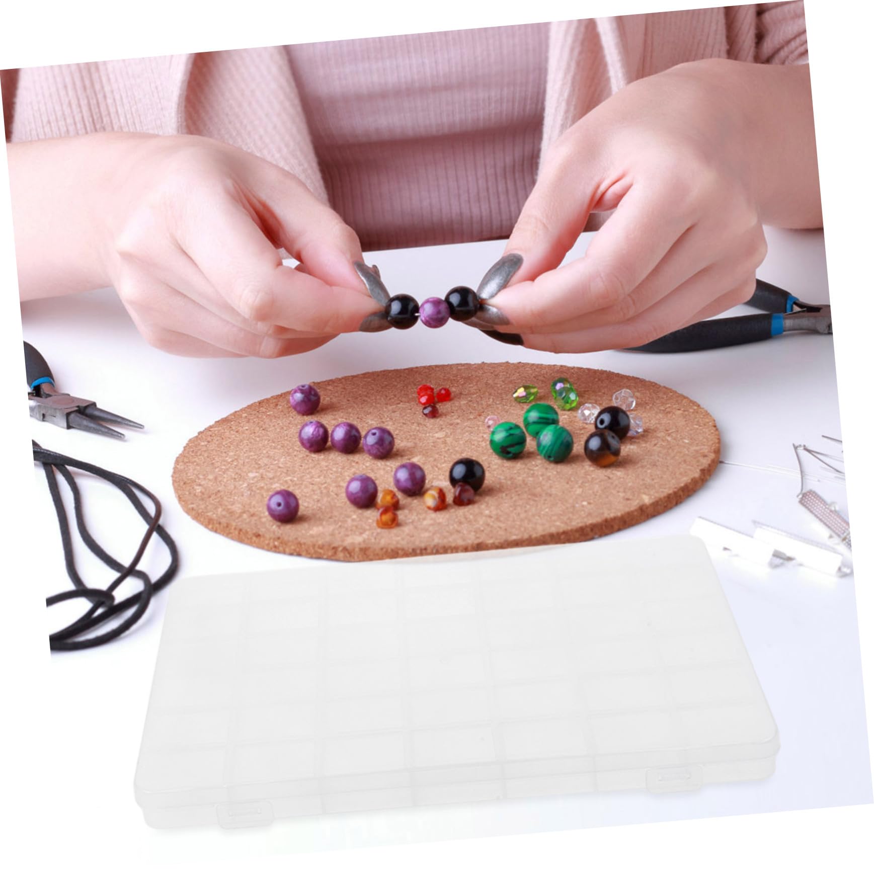 Operitacx 5pezzi Contenitori per Perline in Plastica Organizer Trasparente Divisori Rimovibili Scatola di Immagazzinaggio Organizzatore per Arti e Mestieri Multiuso per Piccoli Oggetti